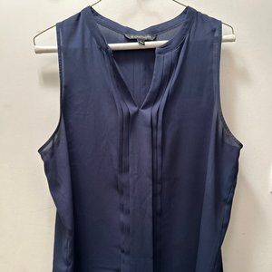 41 Hawthorn, Navy Blue, Sleeveless Blouse, Size Large